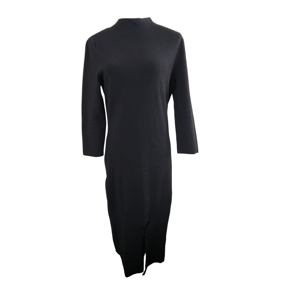 Alice + Olivia Employed Bodycon Maxi Dress Black Knit Sz Large Office Minimalist